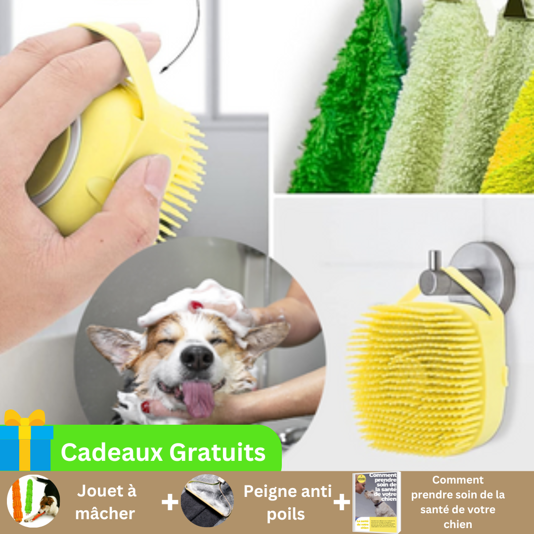 brosse-de-bain-pour-chien-jaune