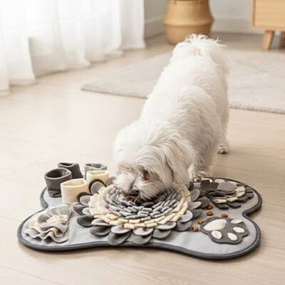 tapis de fouille pour chien blanc
